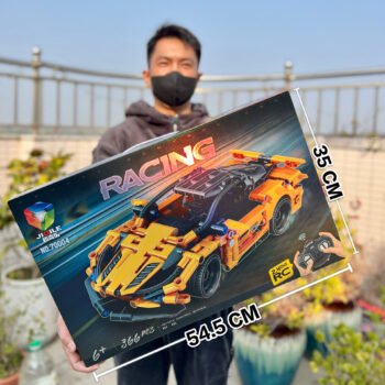LEGO Racing ليجو سيارة صفراء 366 قطعة جامبو مع ريموت كنترول وبطريات شحن  – لعبة تركيب وتحكم للأطفال والكبار