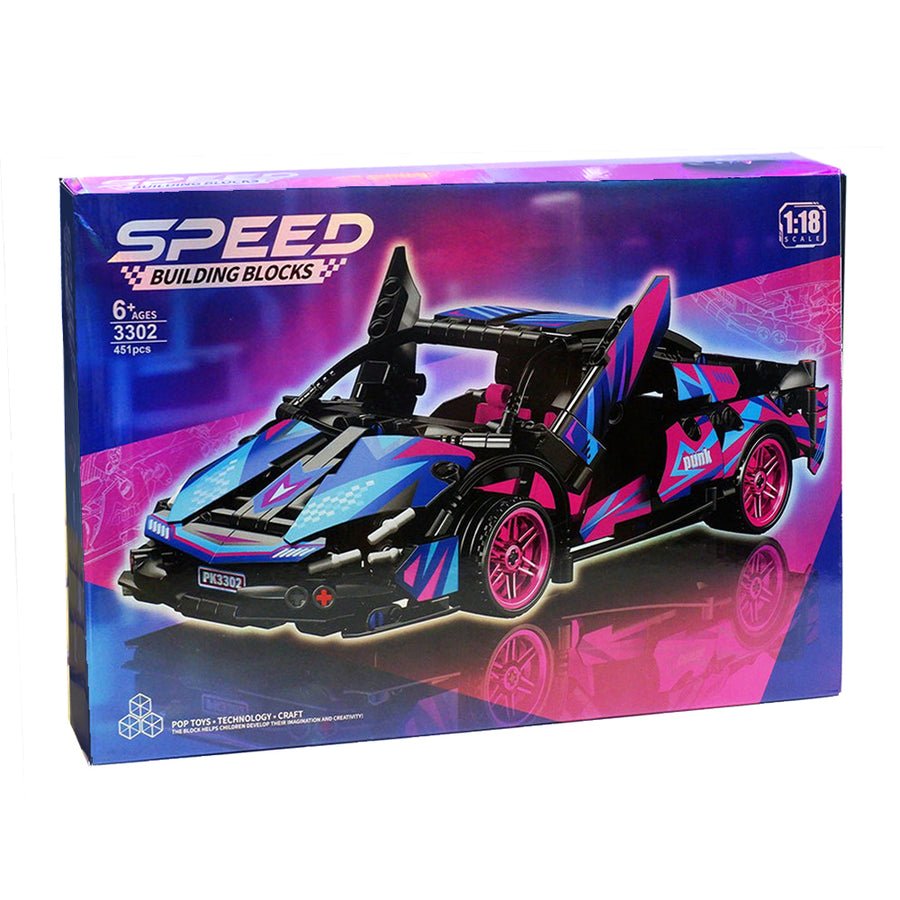 speedp.jpg LEGO Pull Back ليجو سيارة لمبورجيني ملون بول باك 451 قطعة – لعبة تركيب وتحكم ممتعة - الصورة 1